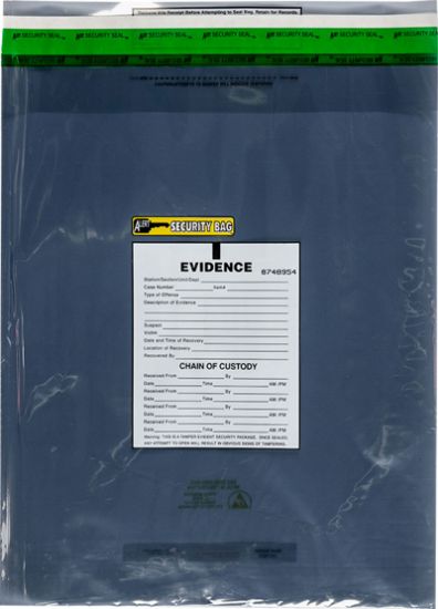 Alert Security antistatic evidence bag with tamper evident technology.