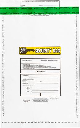 Alert Security bank deposit bag with tamper evident technology.