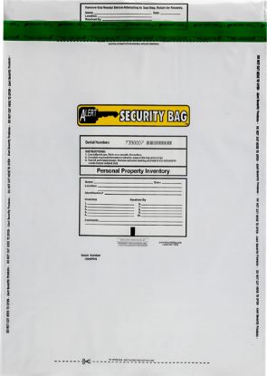 Alert Security personal property bag with tamper evident technology.